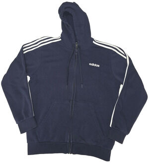 Adidas Men's Essentials 3-Stripes Full-Zip Fleece Hoodie Navy Blue Size Large